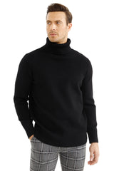 Suéter pulôver de malha masculino GINGTTO slim fit gola alta - cinza