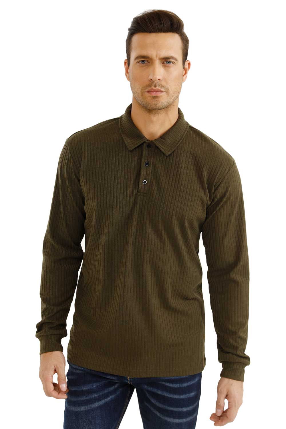 Gingtto Men's Long Sleeve Polo Shirts - Slim Fit And Casual