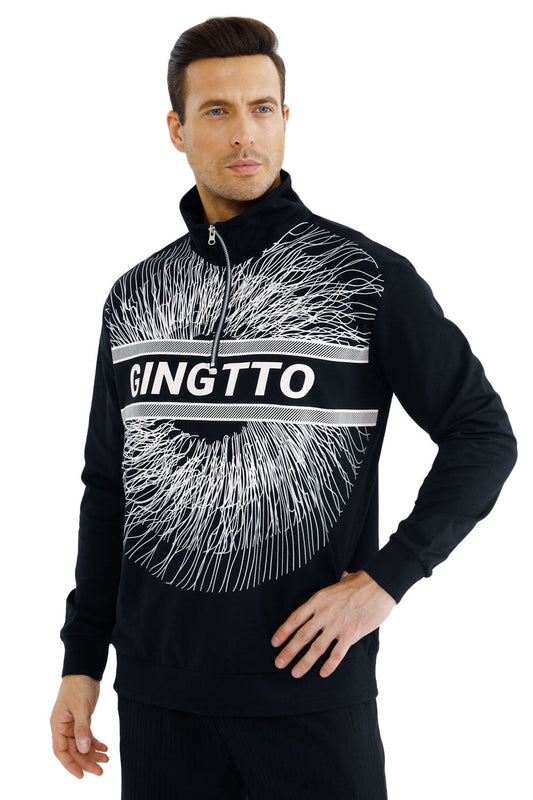 Gingtto Mens Long Sleeve Slim Fit Great Design Crewneck Pullover