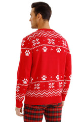 men's printed sweater red