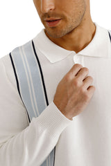 men's button knitted sweater white