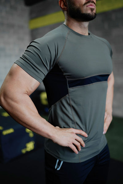 JARKADA Mens Athletic Shirts Short Sleeve Compression T Shirts for Men-GREY