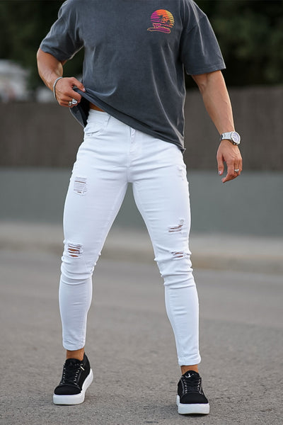 Men's Ripped Skinny Stretch Jeans