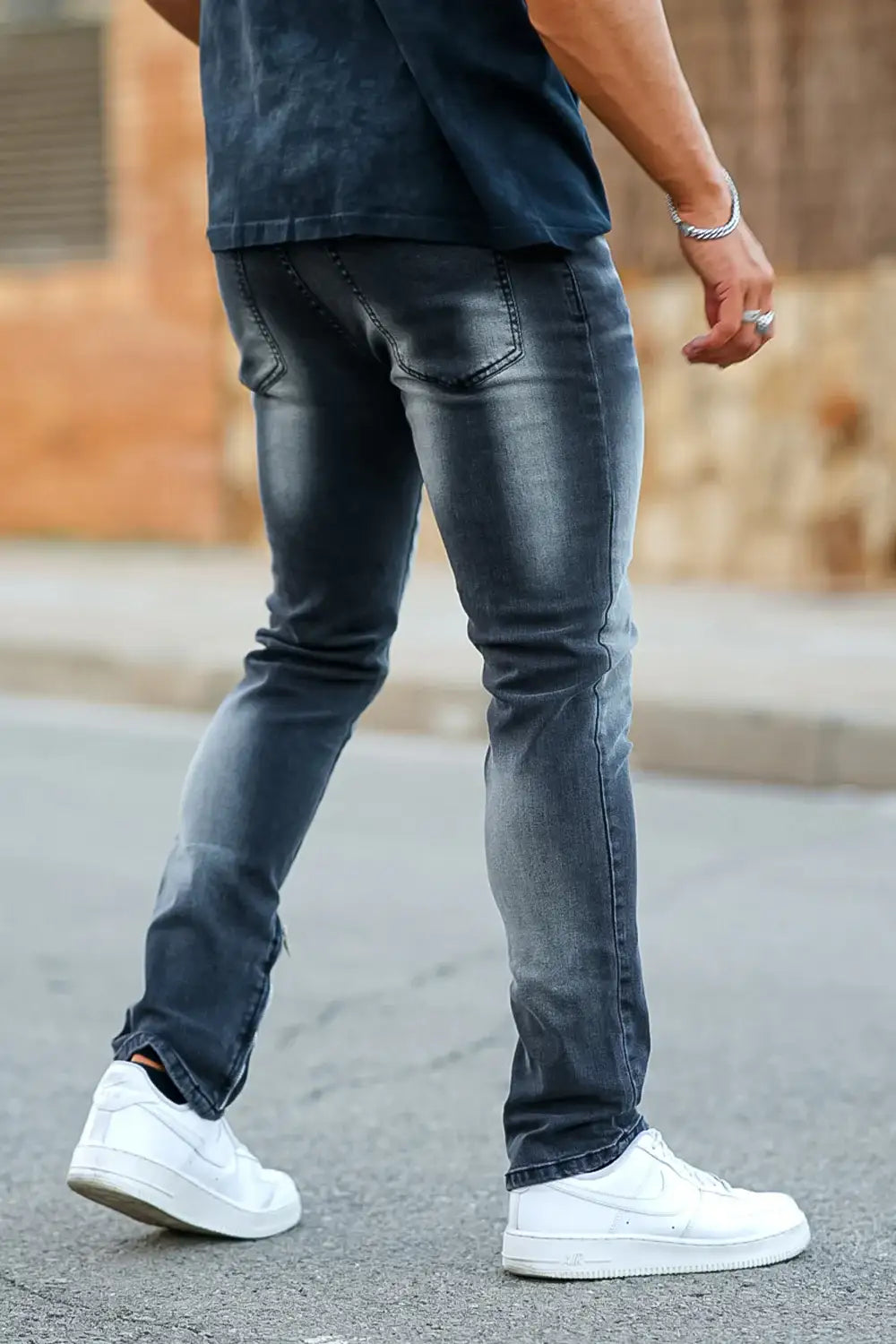 Men‘s Vintage washed stacked jeans Stretch Jeans