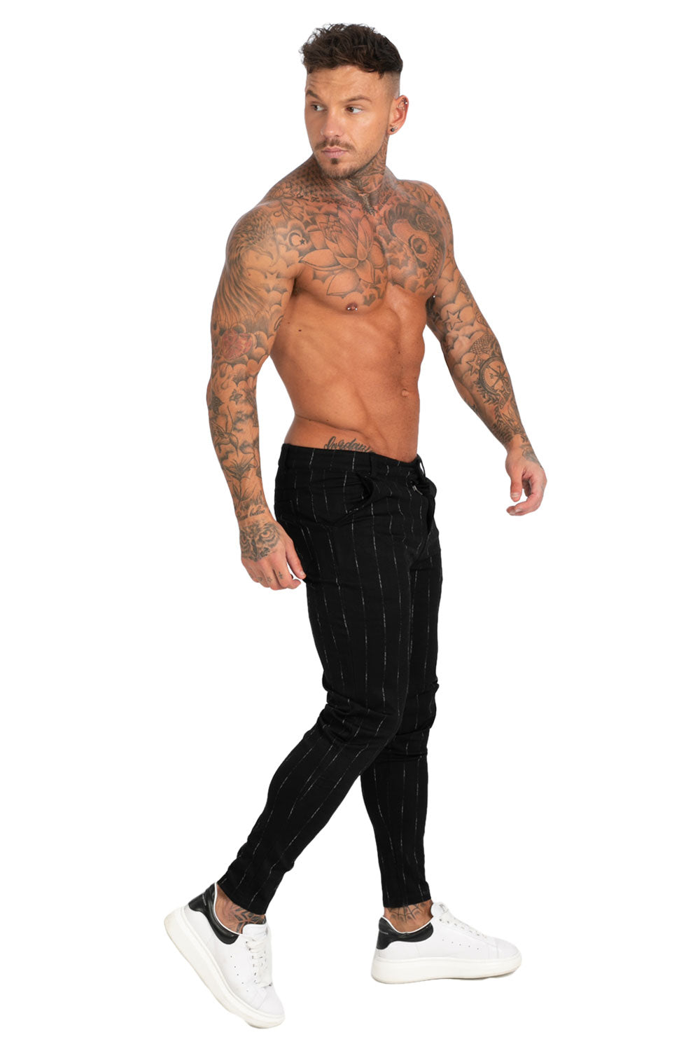Pantaloni skinny da uomo elasticizzati da uomo per pantaloni a quadri neri