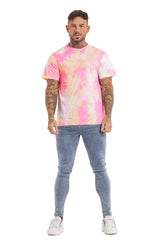 Camiseta masculina tie dye gola redonda azul